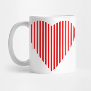 Red and White Stripes Heart Mug